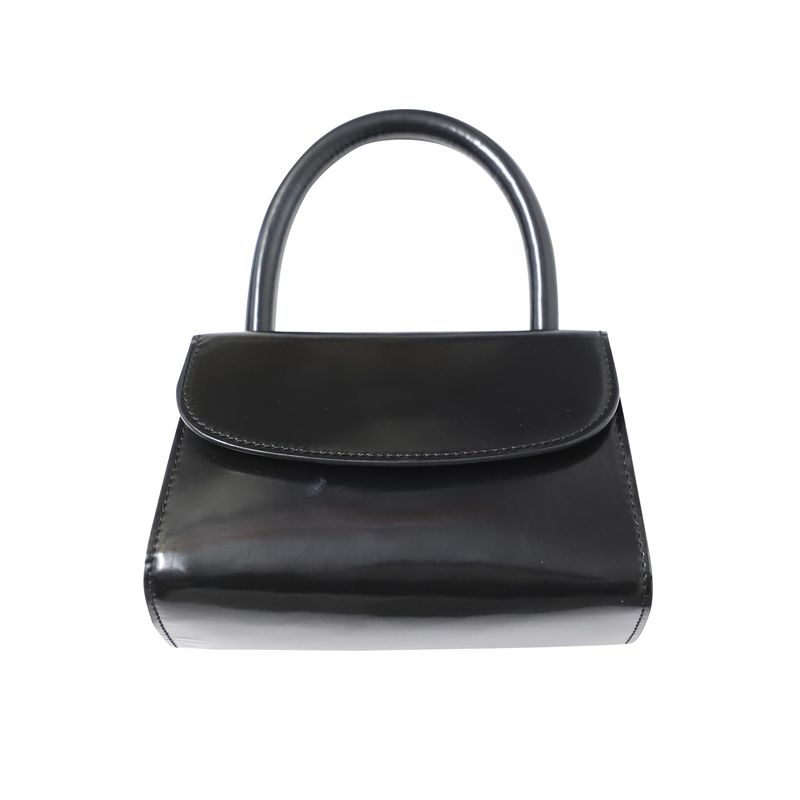 By Far Black Gloss Patent Mini Top-Handle Bag
